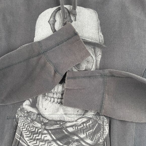 Obey Hoodie Mens M Gray Skull Graphic Pullover Fleece Sweatshirt Streetwear Rare - Picture 4 of 8